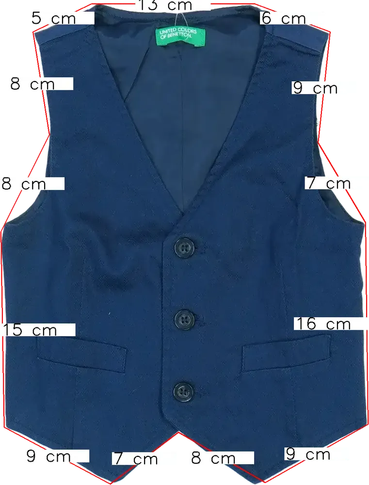 Kék Benetton Mellény EU 92 / UK 2 év / US 2T