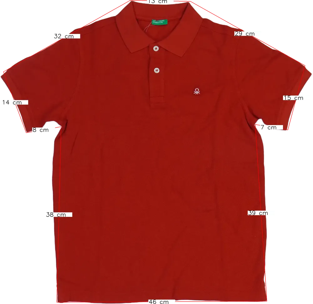 Piros Benetton Galléros póló EU 152 / UK 12 év / US 12 év/L