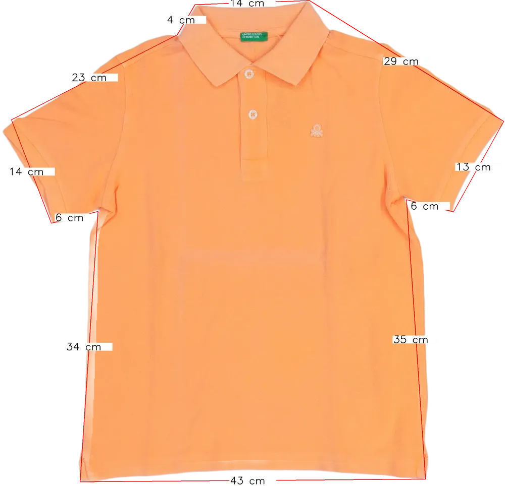 Sárga (narancs) Benetton Galléros póló EU 146 / UK 11 év / US 12 év/L