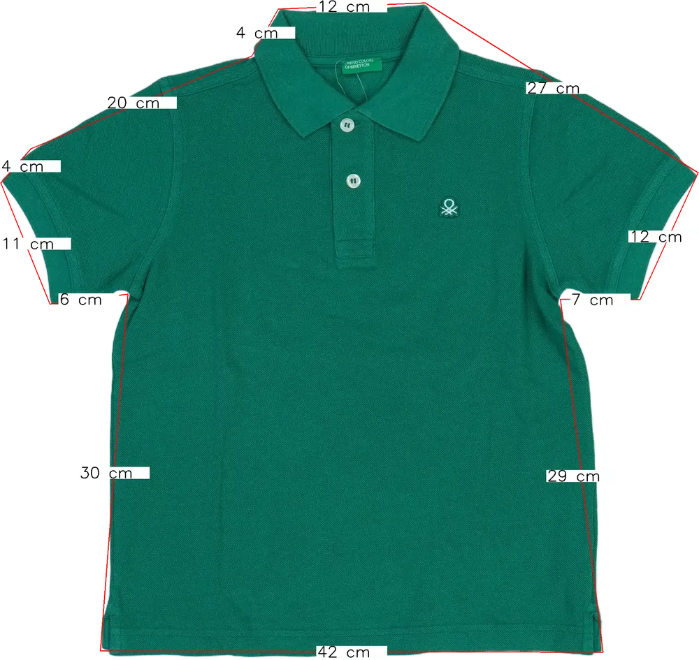 Zöld Benetton Galléros póló EU 128 / UK 8 év / US 8 év/M
