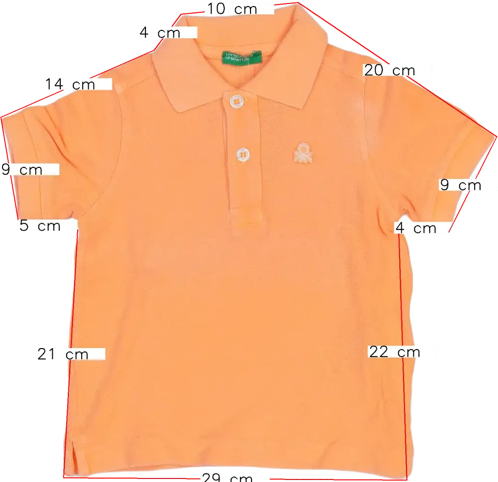 Sárga (narancs) Benetton Galléros póló EU 86 / UK 12-18 hónap / US 18 hónap