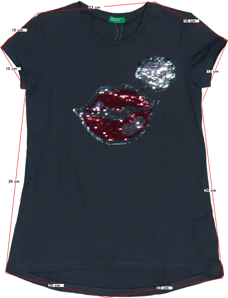 Szürke Benetton Póló EU 128 / UK 8 év / US 8 év/M