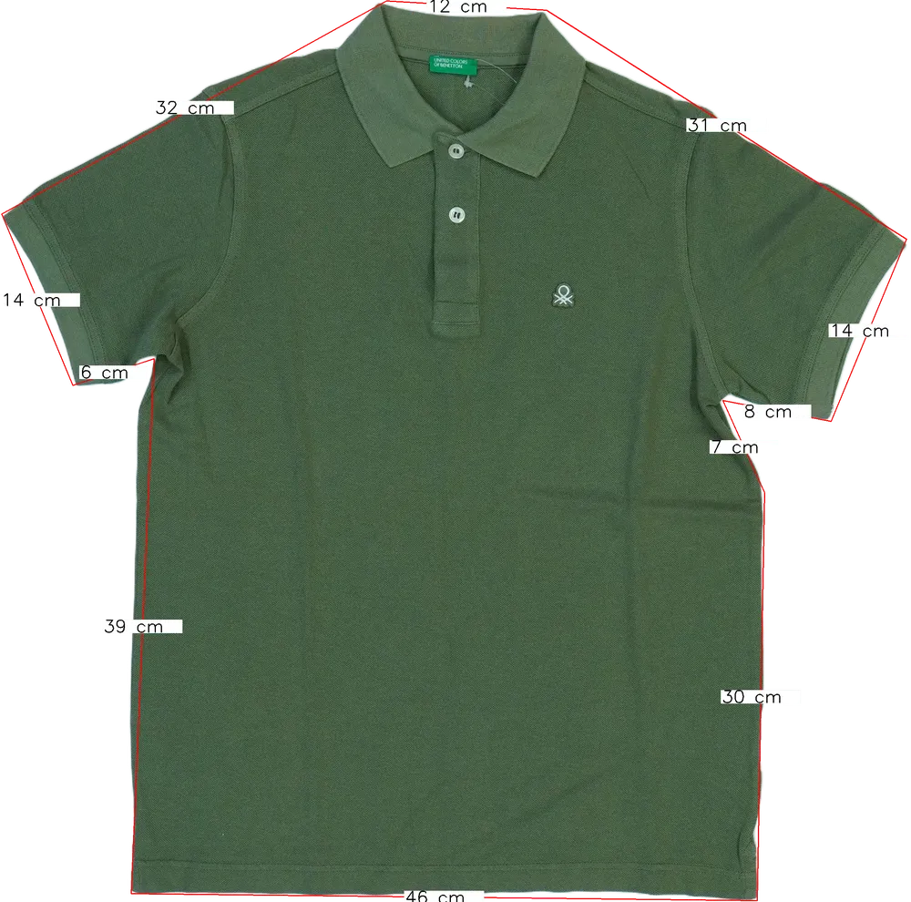 Zöld Benetton Galléros póló EU 152 / UK 12 év / US 12 év/L