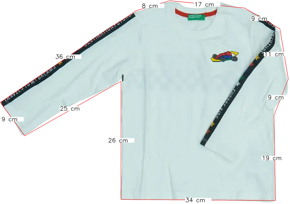 Fehér Benetton Hosszú ujjú felső EU 104 / UK 4 év / US 4T/XS