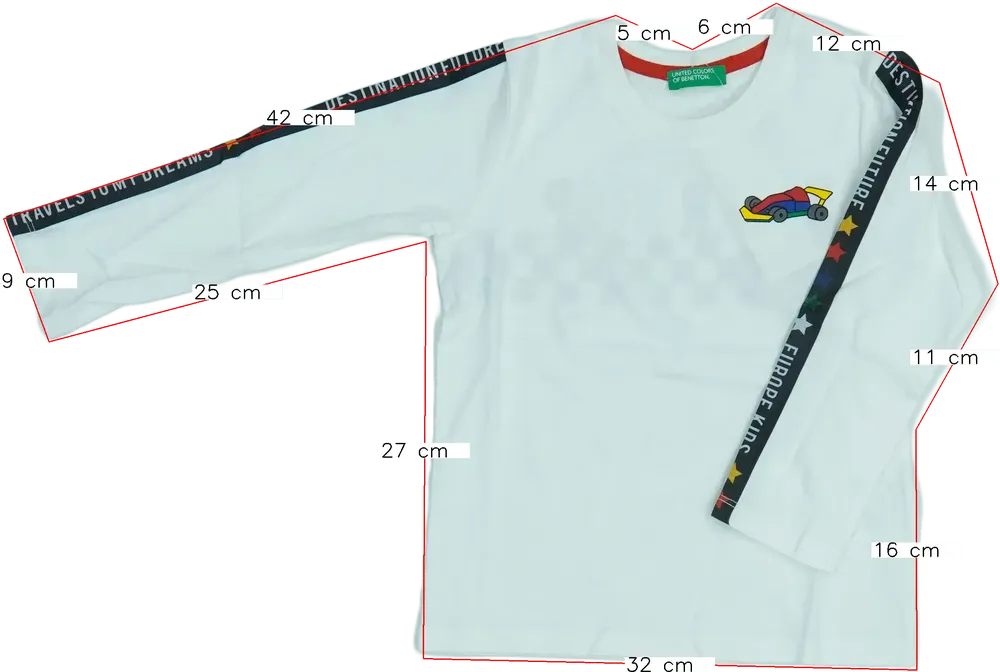 Fehér Benetton Hosszú ujjú felső EU 98 / UK 3 év / US 3T