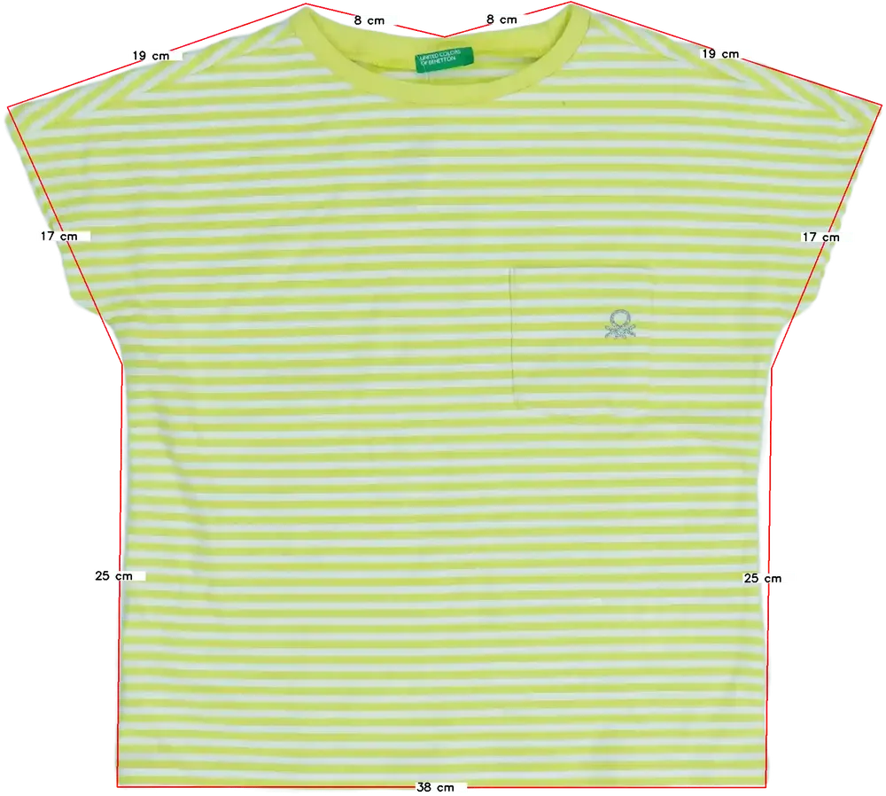 Sárga Benetton Póló EU 122 / UK 7 év / US 7 év/M