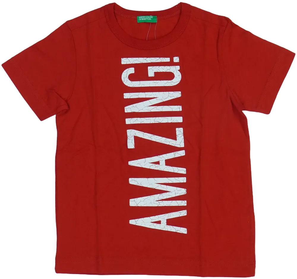 Piros Benetton Póló EU 110 / UK 5 év / US 5 év/XS