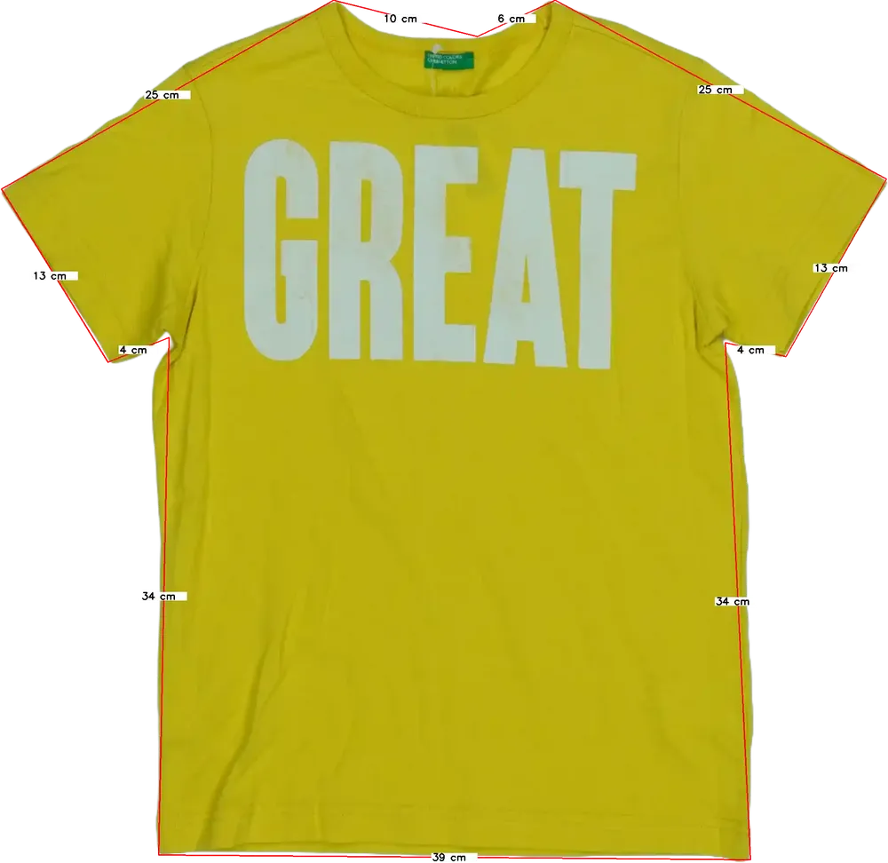 Sárga Benetton Póló EU 140 / UK 10 év / US 10 év/L