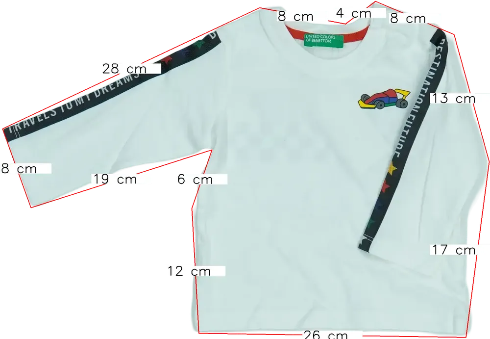 Fehér Benetton Hosszú ujjú felső EU 74 / UK 6-9 hónap / US 6-9 hónap