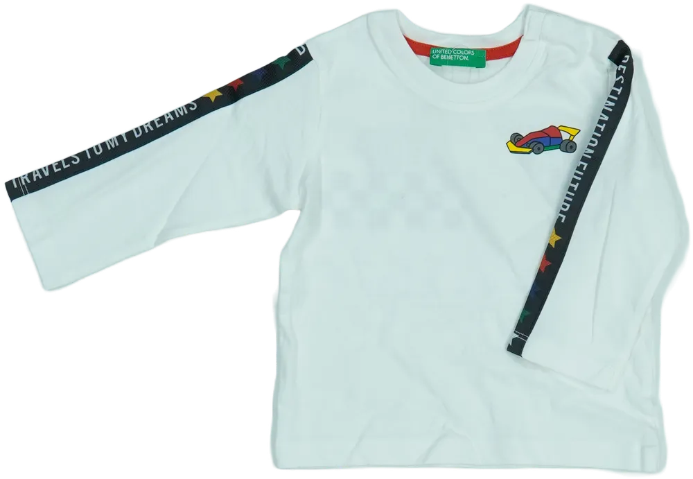 Fehér Benetton Hosszú ujjú felső EU 74 / UK 6-9 hónap / US 6-9 hónap