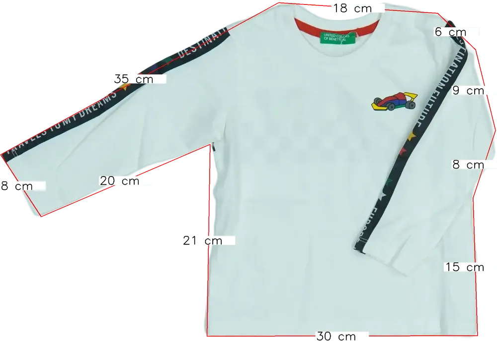 Fehér Benetton Hosszú ujjú felső EU 86 / UK 12-18 hónap / US 18 hónap