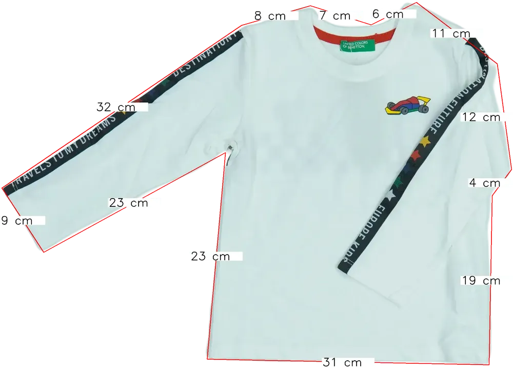 Fehér Benetton Hosszú ujjú felső EU 92 / UK 2 év / US 2T