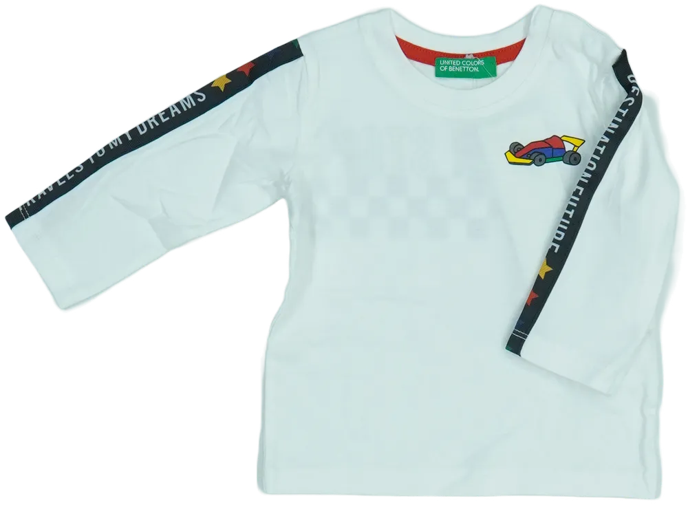 Fehér Benetton Hosszú ujjú felső EU 68 / UK 3-6 hónap / US 3-6 hónap