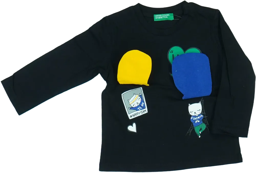 Fekete Benetton Hosszú ujjú felső EU 74 / UK 6-9 hónap / US 6-9 hónap