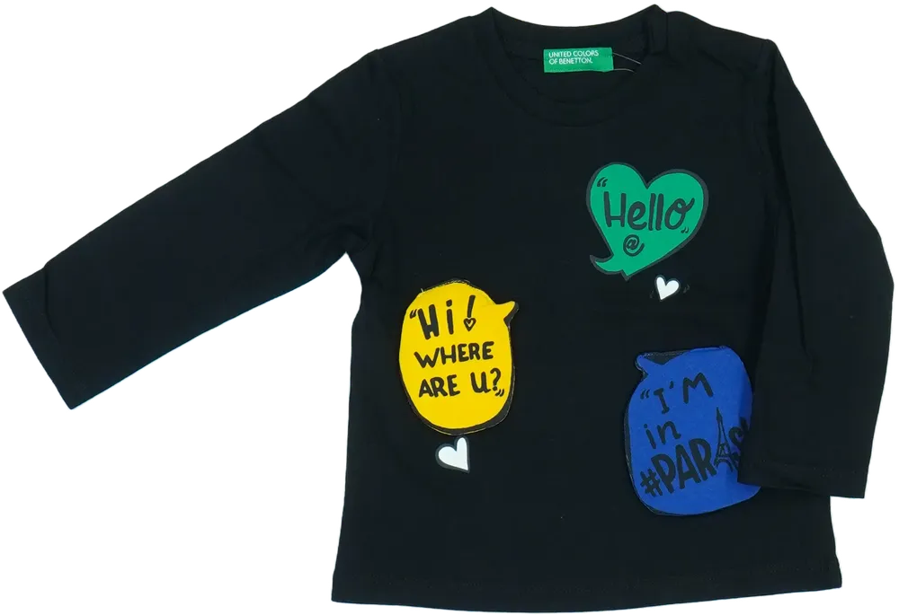 Fekete Benetton Hosszú ujjú felső EU 74 / UK 6-9 hónap / US 6-9 hónap