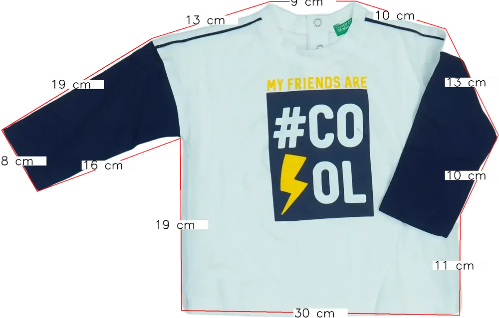 Fehér Benetton Hosszú ujjú felső EU 80 / UK 9-12 hónap / US 12 hónap