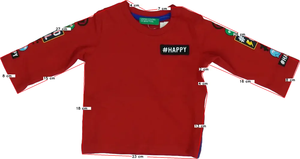 Piros Benetton Hosszú ujjú felső EU 86 / UK 12-18 hónap / US 18 hónap