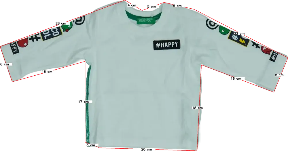 Fehér Benetton Hosszú ujjú felső EU 104 / UK 4 év / US 4T/XS