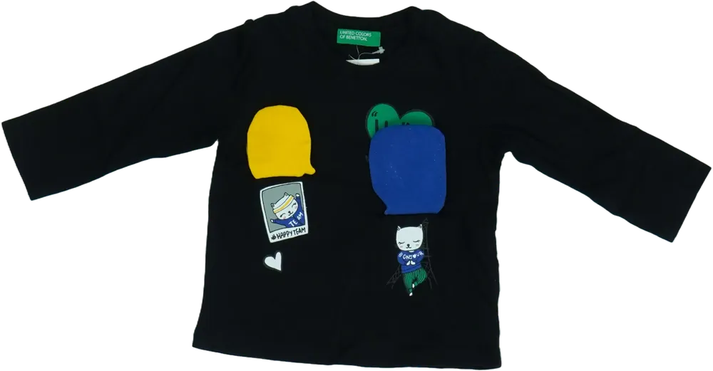 Fekete Benetton Hosszú ujjú felső EU 68 / UK 3-6 hónap / US 3-6 hónap