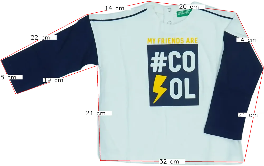 Fehér Benetton Hosszú ujjú felső EU 86 / UK 12-18 hónap / US 18 hónap