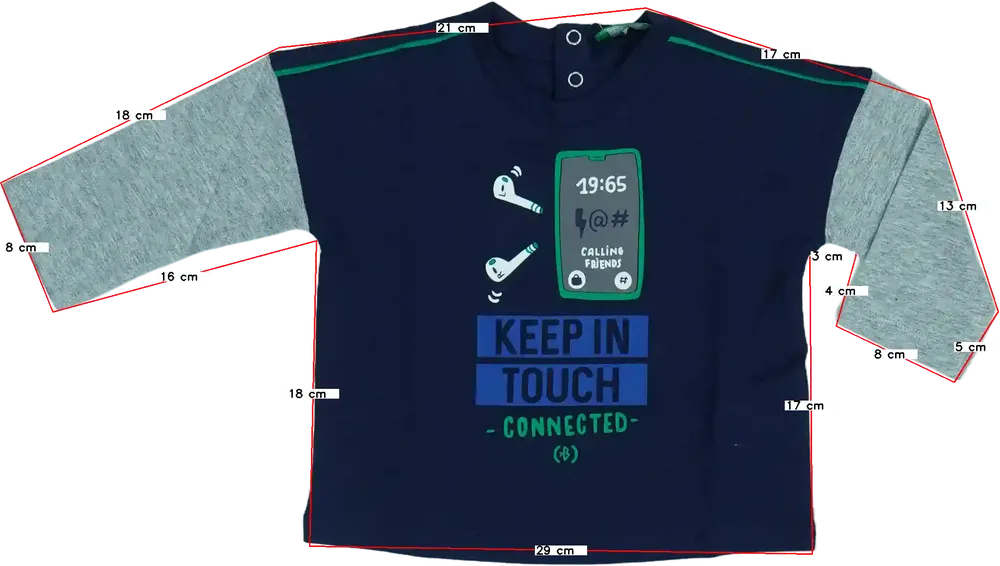 Kék Benetton Hosszú ujjú felső EU 74 / UK 6-9 hónap / US 6-9 hónap