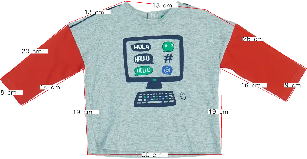 Szürke Benetton Hosszú ujjú felső EU 86 / UK 12-18 hónap / US 18 hónap