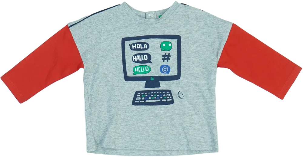 Szürke Benetton Hosszú ujjú felső EU 86 / UK 12-18 hónap / US 18 hónap