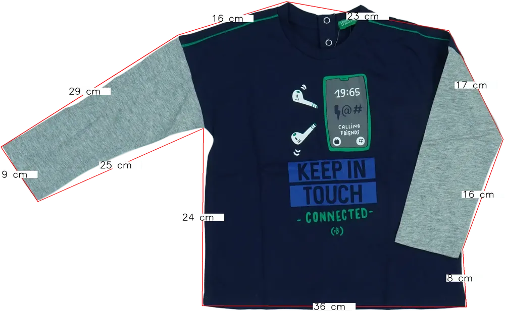 Többszínű Benetton Hosszú ujjú felső EU 98 / UK 3 év / US 3T