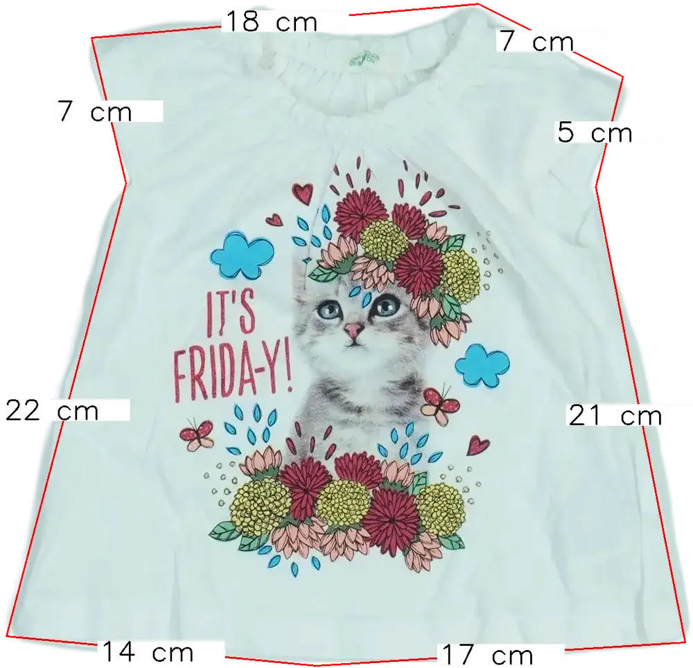 Fehér Benetton Póló EU 68 / UK 3-6 hónap / US 3-6 hónap