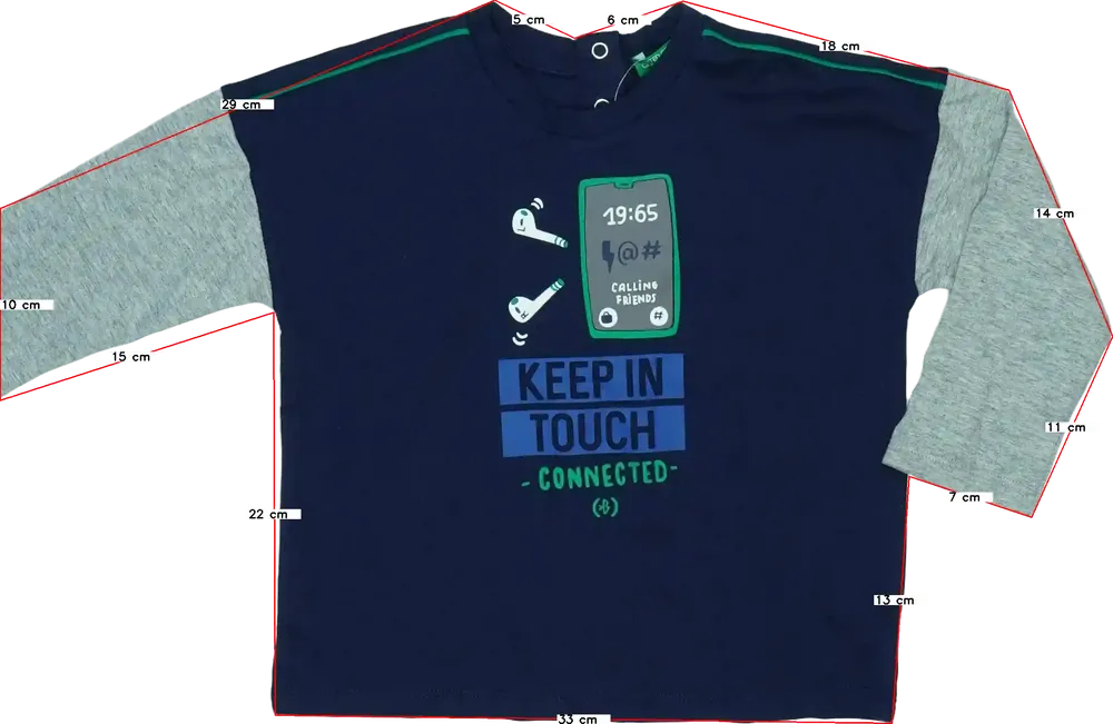 Kék Benetton Hosszú ujjú felső EU 92 / UK 2 év / US 2T