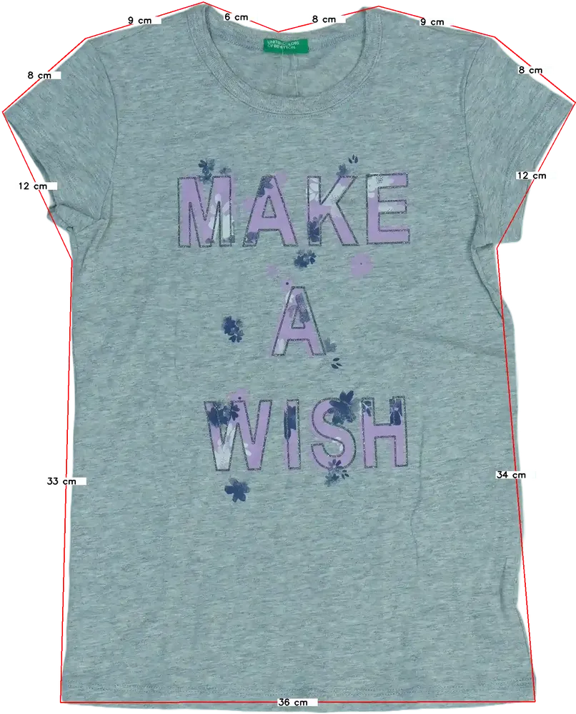 Szürke Benetton Póló EU 128 / UK 8 év / US 8 év/M