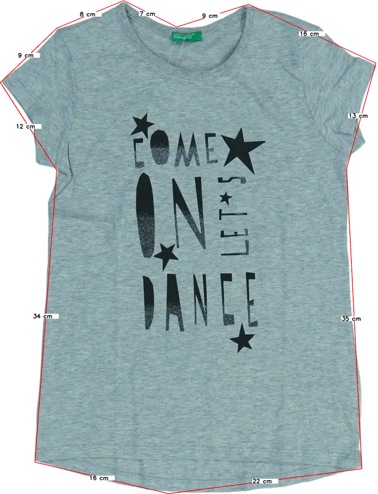 Szürke Benetton Póló EU 128 / UK 8 év / US 8 év/M