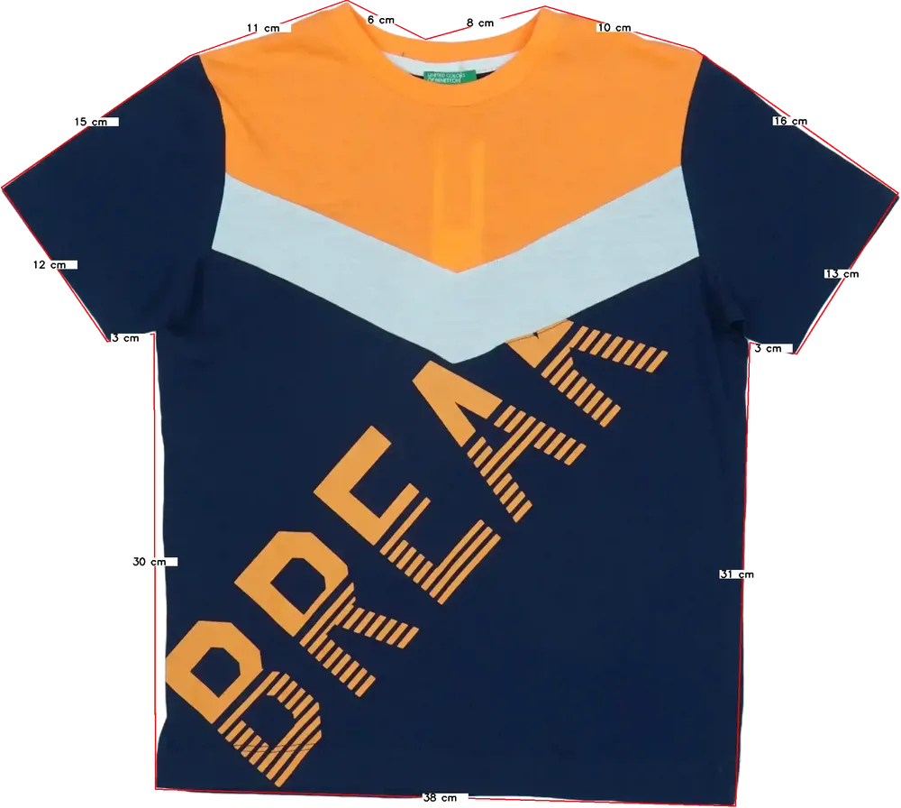 Kék Benetton Póló EU 128 / UK 8 év / US 8 év/M