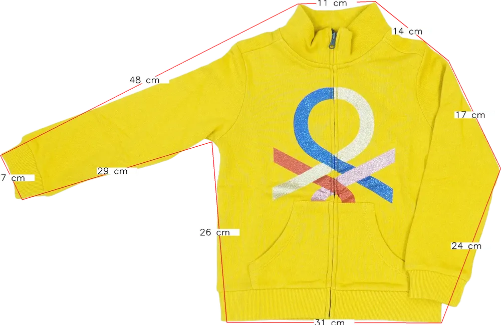Sárga Benetton Pulóver EU 110 / UK 5 év / US 5 év/XS