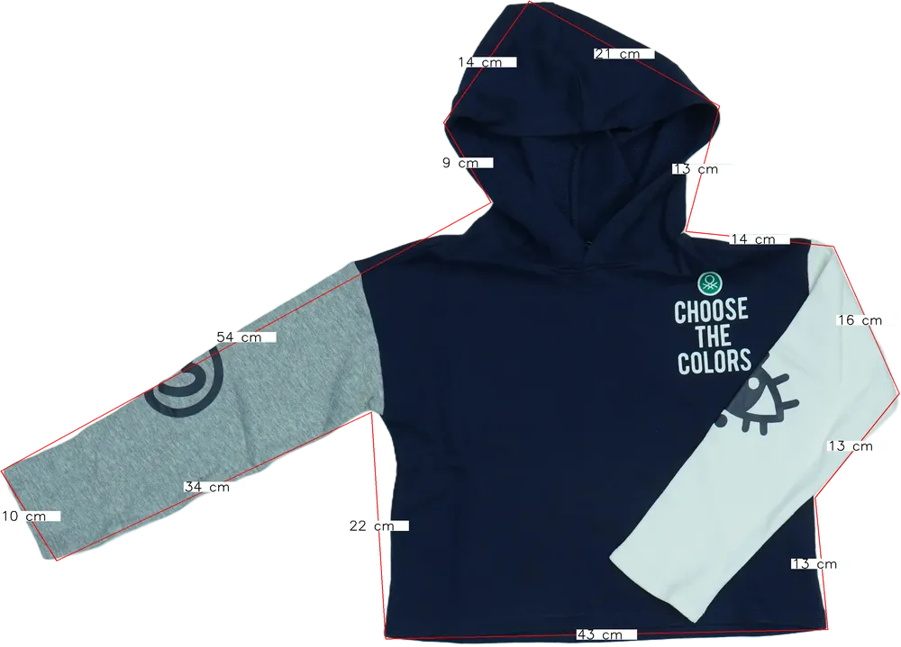 Kék Benetton Kapucnis pulóver EU 128 / UK 8 év / US 8 év/M