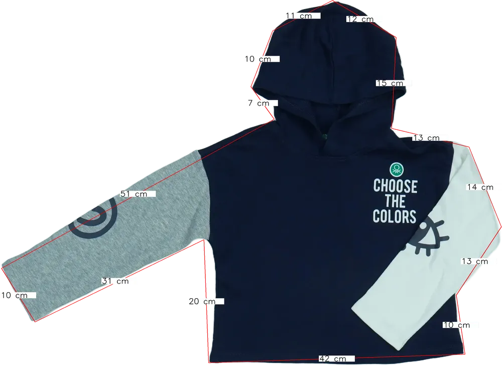 Kék Benetton Kapucnis pulóver EU 122 / UK 7 év / US 7 év/M