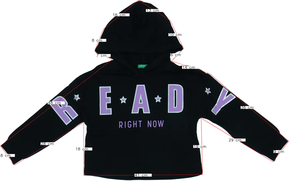 Fekete Benetton Kapucnis pulóver EU 122 / UK 7 év / US 7 év/M