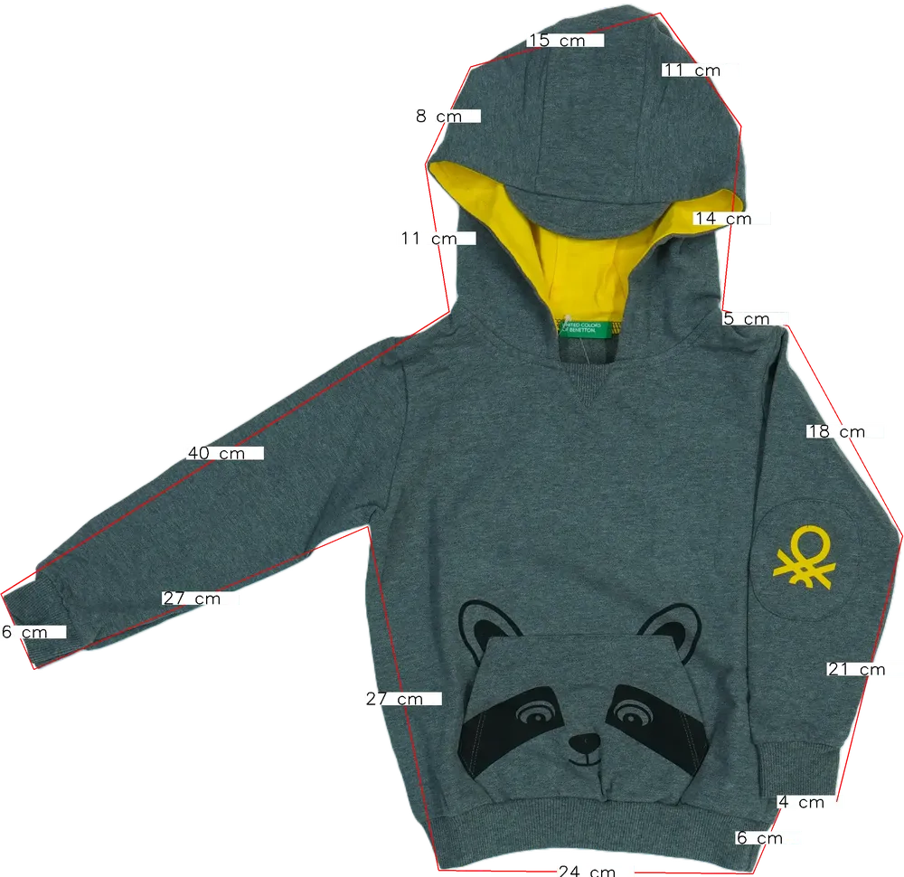 Szürke Benetton Kapucnis pulóver EU 104 / UK 4 év / US 4T/XS