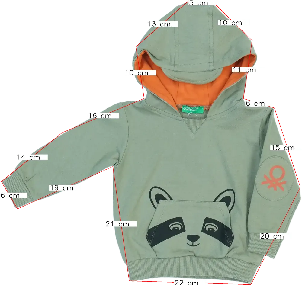 Zöld Benetton Kapucnis pulóver EU 80 / UK 9-12 hónap / US 12 hónap