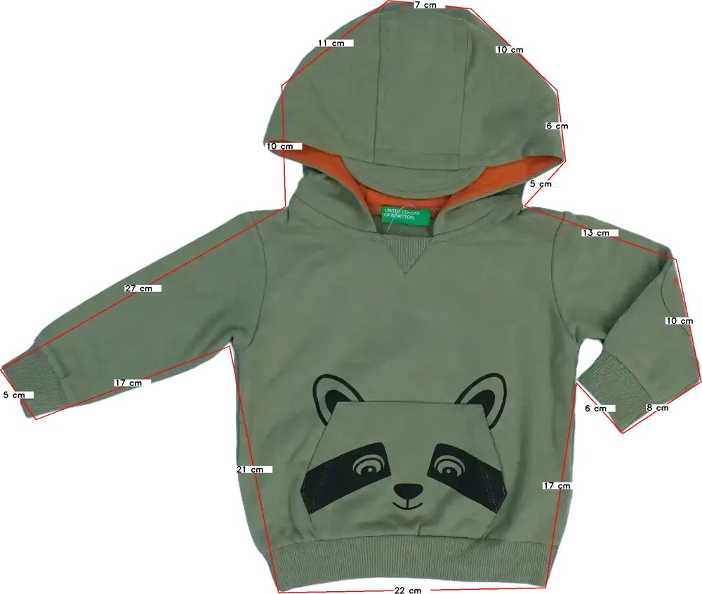 Zöld Benetton Kapucnis pulóver EU 74 / UK 6-9 hónap / US 6-9 hónap