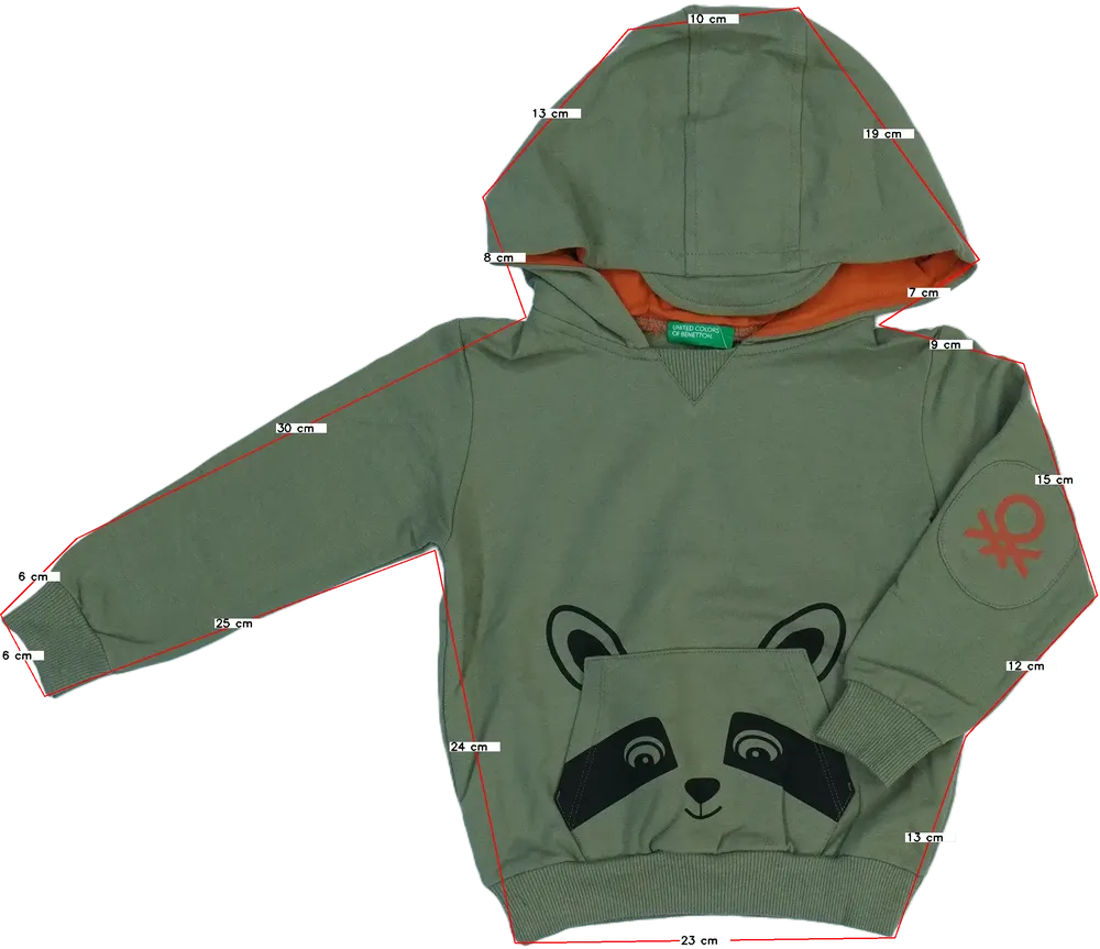 Zöld Benetton Kapucnis pulóver EU 98 / UK 3 év / US 3T