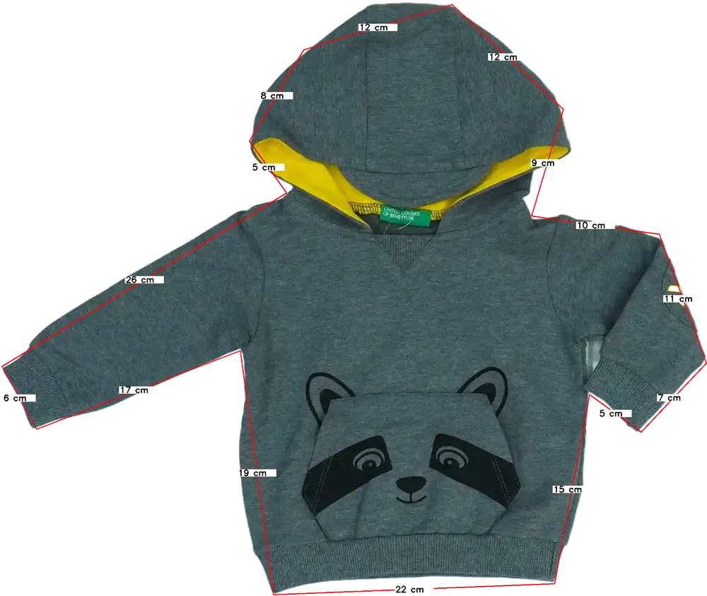 Szürke Benetton Kapucnis pulóver EU 68 / UK 3-6 hónap / US 3-6 hónap