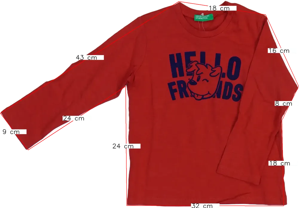 Piros Benetton Hosszú ujjú felső EU 98 / UK 3 év / US 3T