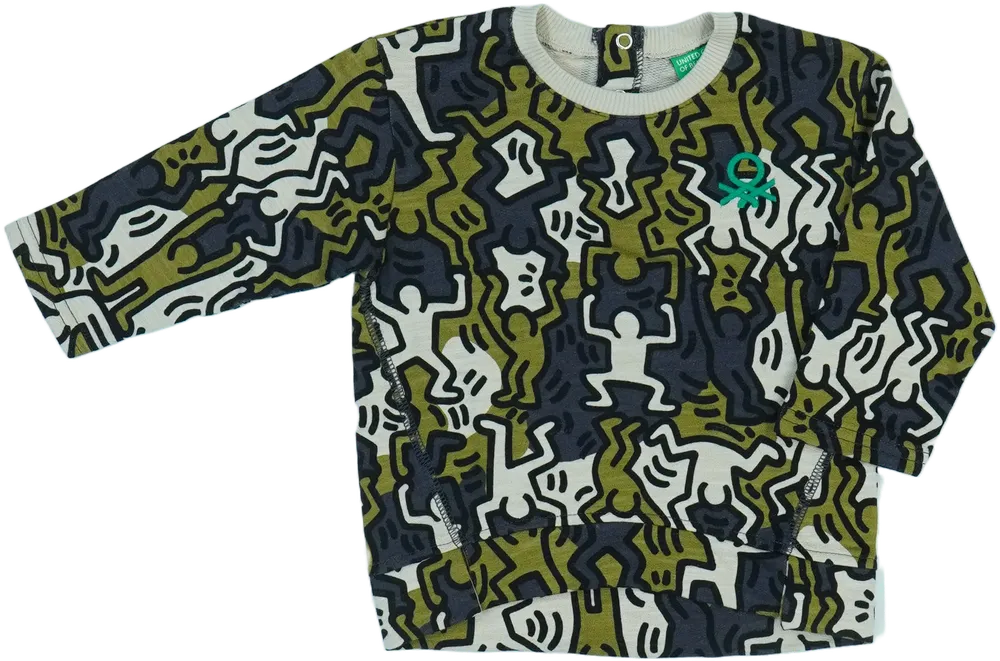 Zöld Benetton Pulóver EU 80 / UK 9-12 hónap / US 12 hónap