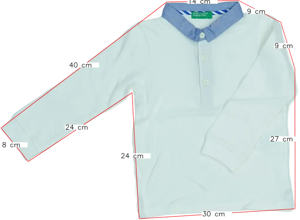 Fehér Benetton Galléros póló EU 92 / UK 2 év / US 2T