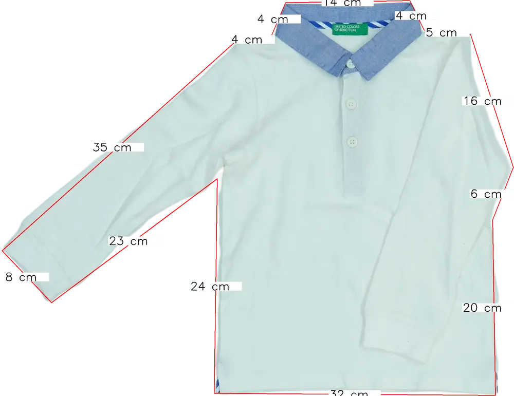 Fehér Benetton Galléros póló EU 98 / UK 3 év / US 3T