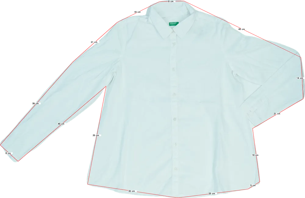 Fehér Benetton Blúz EU 164 / UK 14 év / US 14 év/XL