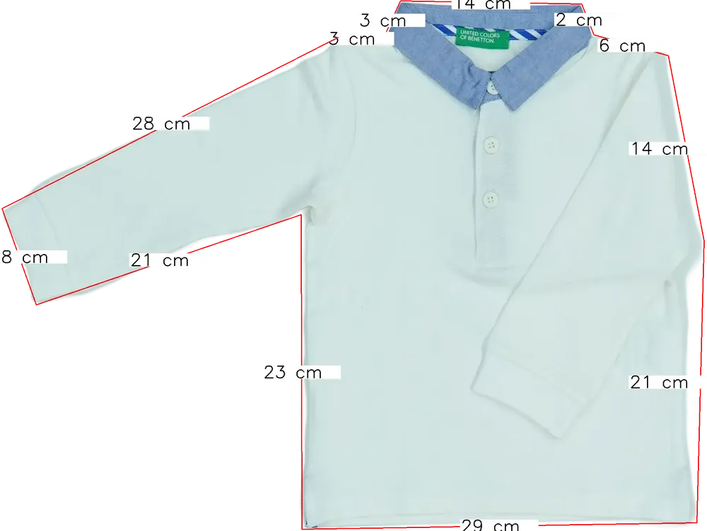 Fehér Benetton Galléros póló EU 86 / UK 12-18 hónap / US 18 hónap