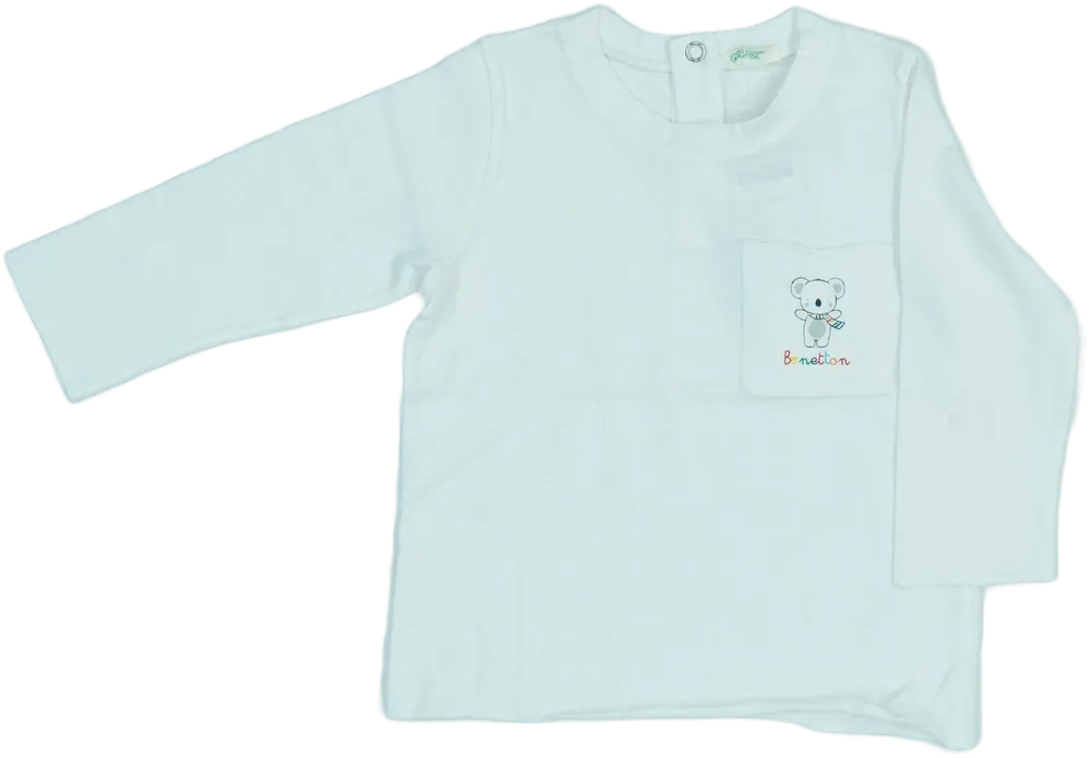 Fehér Benetton Hosszú ujjú felső EU 74 / UK 6-9 hónap / US 6-9 hónap