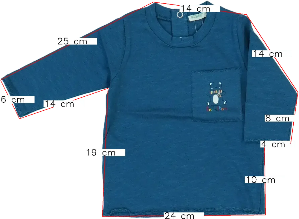 Kék Benetton Hosszú ujjú felső EU 62 / UK 0-3 hónap / US 0-3 hónap